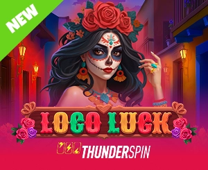 Artwork for the Loco Luck slot with a Day of the Dead theme sits beside descriptive copy where the Slots and Jackpots overview explains megaways, free spins, expanding wilds, and progressive prize ladders for UK players