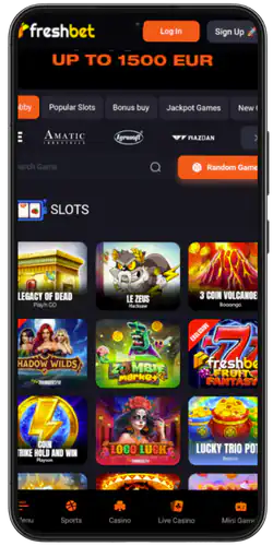 Find the games section download Freshbet casino App