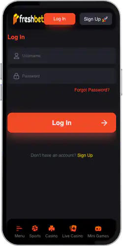 Log in to the casino
